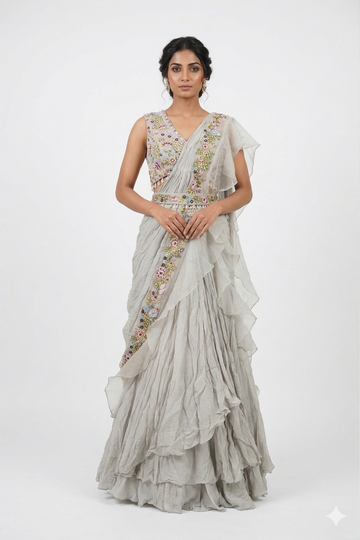 WHITE LEHENGA CHOLI