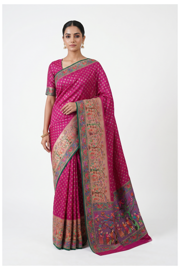 Magenta Banarasi Art Silk Wedding Saree