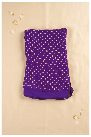 Elegant Purple Bandhani Print Saree In Lightweight Silk Georgette