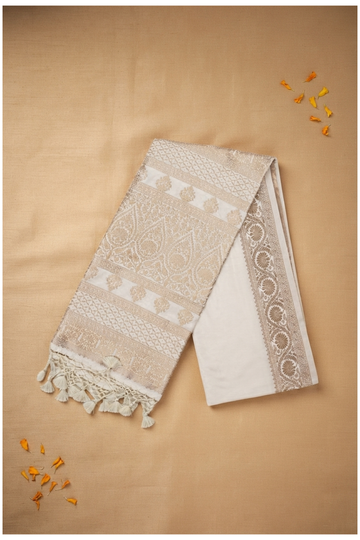 Ivory Banarasi Art Silk Wedding Saree