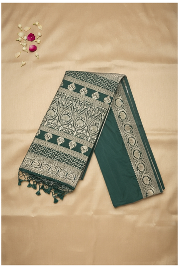 Bottle Green Banarasi Art Silk Wedding Party Saree
