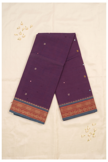 Wine Cotton Party Wear Saree