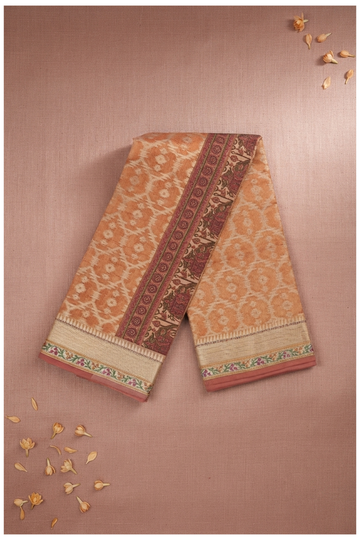 Apricot Banarasi Art Silk Wedding & Party Wear Saree