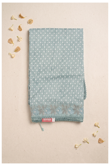 Seafoam Green Cotton Saree For Wedding & Party Wear