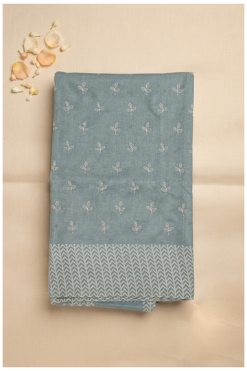 Dusty Teal Banarasi Art Crepe Silk Wedding & Party Wear Saree