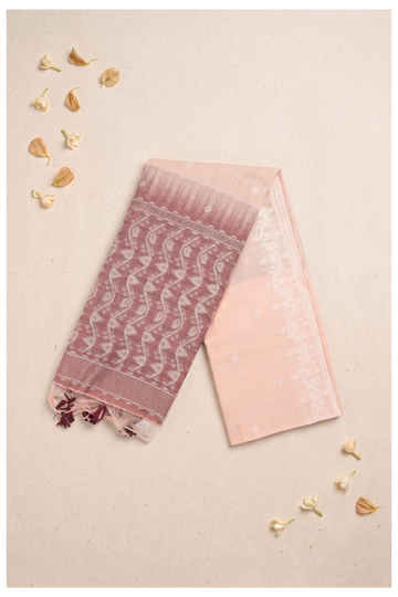 Peach Cotton Wedding & Party Wear Saree