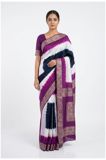 Deep Magenta Bandhni Gajji Silk Party Wear Saree