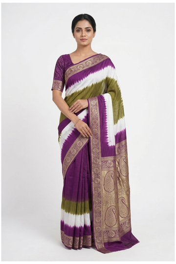 Deep Magenta Bandhni Gajji Silk Party Wear Saree