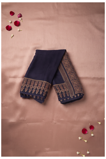 Midnight Blue Banarasi Art Silk Wedding & Party Wear Saree