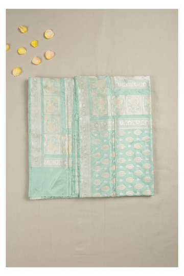 Mint Green Pure Silk Banarasi Wedding & Party Wear Saree