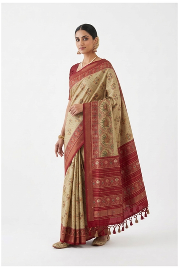 Trending Pale Sage Green Patola Saree With Weaving
