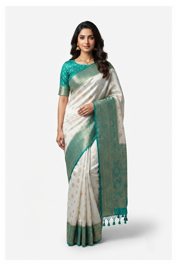 Ivory Banarasi Art Silk Wedding Saree