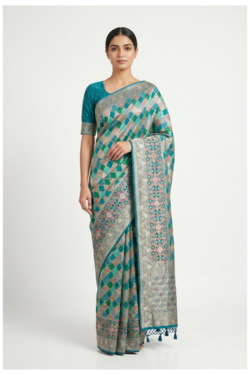 Multicolor Tissue Silk South Silk Wedding Party Saree