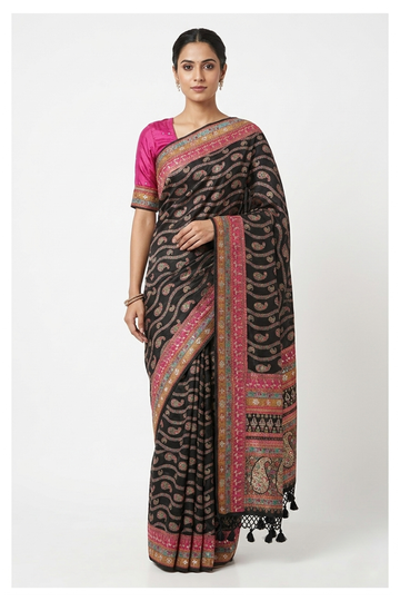 Black Banarasi Art Silk Wedding & Party Wear Saree
