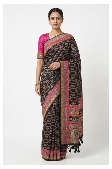 Black Banarasi Art Silk Wedding Saree