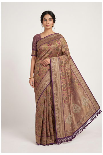 Bronze South Silk Art Silk Wedding & Partywear Saree