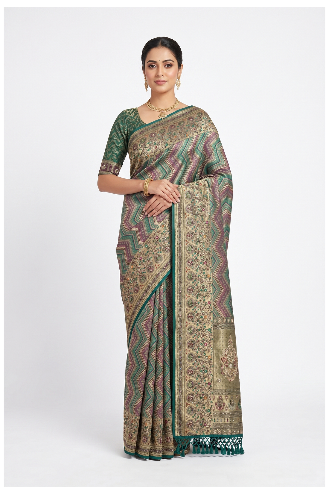 Teal South Silk Art Silk Wedding Wear