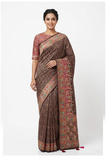 Black Banarasi Art Silk Wedding & Party Wear Saree