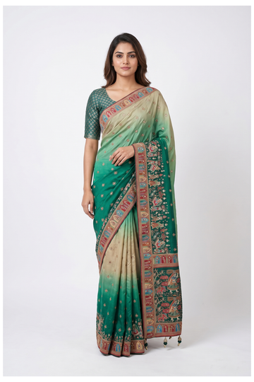 Emerald Green Banarasi Art Silk Wedding Saree