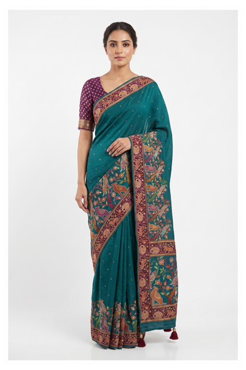 Teal Banarasi Art Silk Wedding Saree