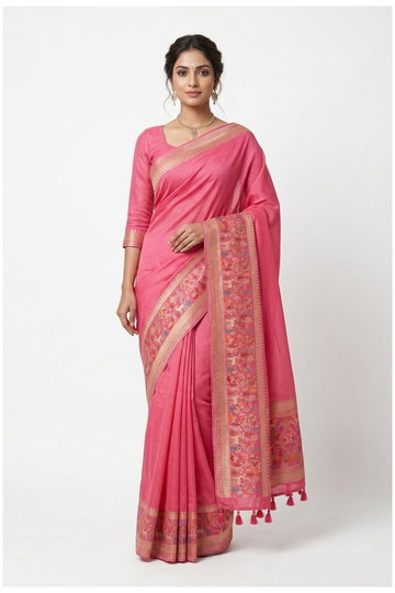Violet Red Banarasi Art Silk Wedding Party Saree