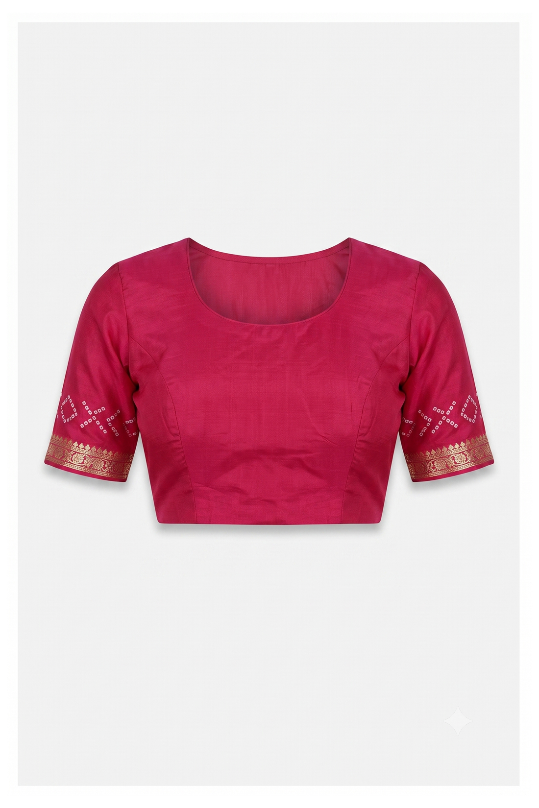Elegant Magenta Pink Bandhani Saree With Golden Zari Elephant Border
