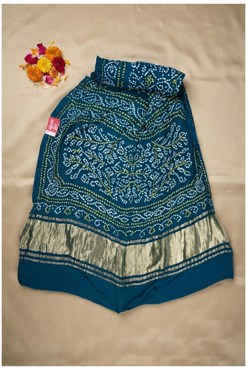Teal Bandhni Dola Silk Wedding & Party Wear Saree