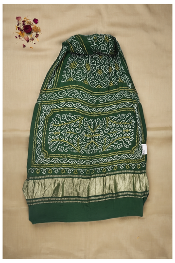 Bottle Green Bandhni Gajji Silk Wedding & Mehendi Saree