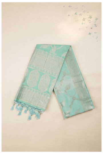 Mint Green Banarasi Art Silk Wedding Saree