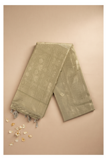 Sage Green Banarasi Art Silk Wedding Party Saree