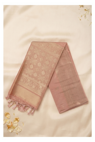Muted Peach Banarasi Art Silk Wedding Saree