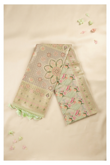 Pistachio Green South Silk Art Silk Wedding Saree