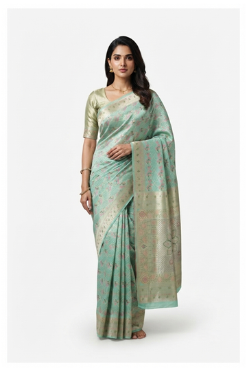Aqua South Silk Art Silk Wedding & Party Wear Saree