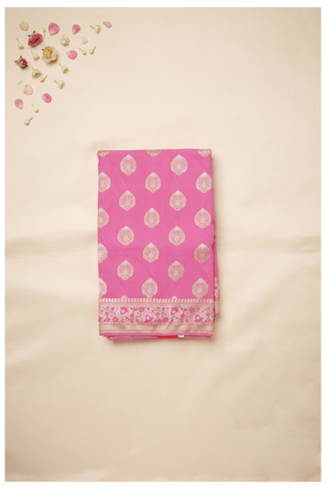 Rani Pink Banarasi Art Crepe Silk Wedding & Party Wear Saree