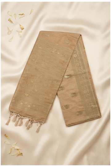 Fawn Banarasi Art Silk Wedding & Party Wear Saree