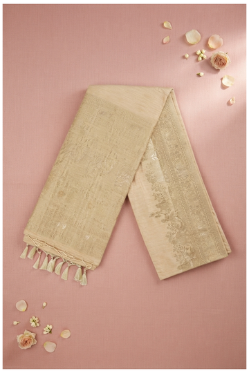 Champagne Banarasi Art Silk Saree For Wedding & Parties