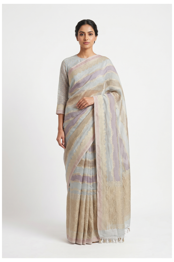Multicolor Banarasi Silk Saree With Jaal Weaving