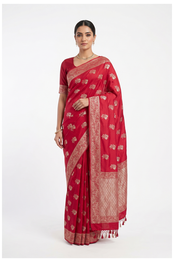 Royal Maroon Banarasi Silk Saree With Weaving