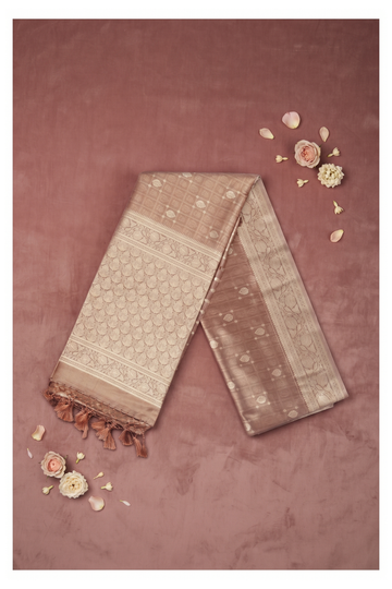 Copper Banarasi Art Silk Wedding & Party Wear Saree