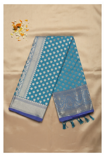 Teal Banarasi Art Silk Wedding Saree