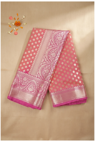 Rani Pink Banarasi Art Silk Saree For Wedding & Parties