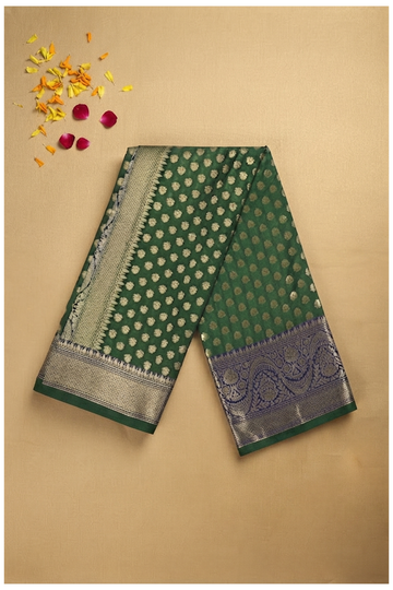 Bottle Green Banarasi Art Silk Wedding Saree