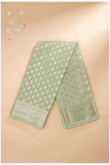 Mint Green Banarasi Art Silk Wedding Party Wear Saree