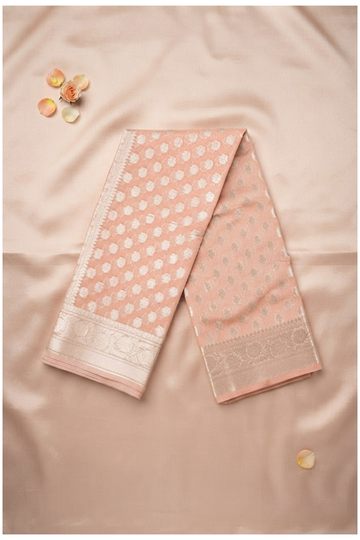 Peach Banarasi Art Silk Wedding Party Wear Saree