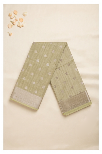 Pale Olive Green Banarasi Art Silk Wedding Saree