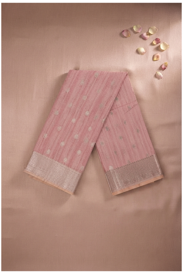 Rose Pink Banarasi Art Silk Wedding Party Wear Saree
