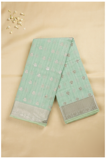 Mint Green Banarasi Art Silk Wedding & Party Wear Saree