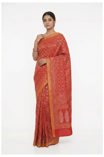 Crimson Red Banarasi Art Silk Wedding Saree
