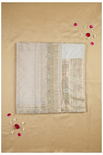 Champagne Banarasi Pure Silk Wedding & Party Wear Saree