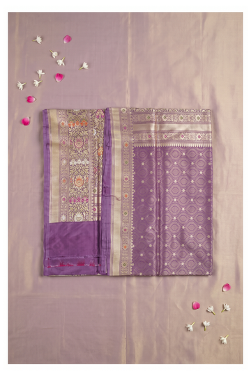 Violet Banarasi Pure Silk Wedding & Party Saree
